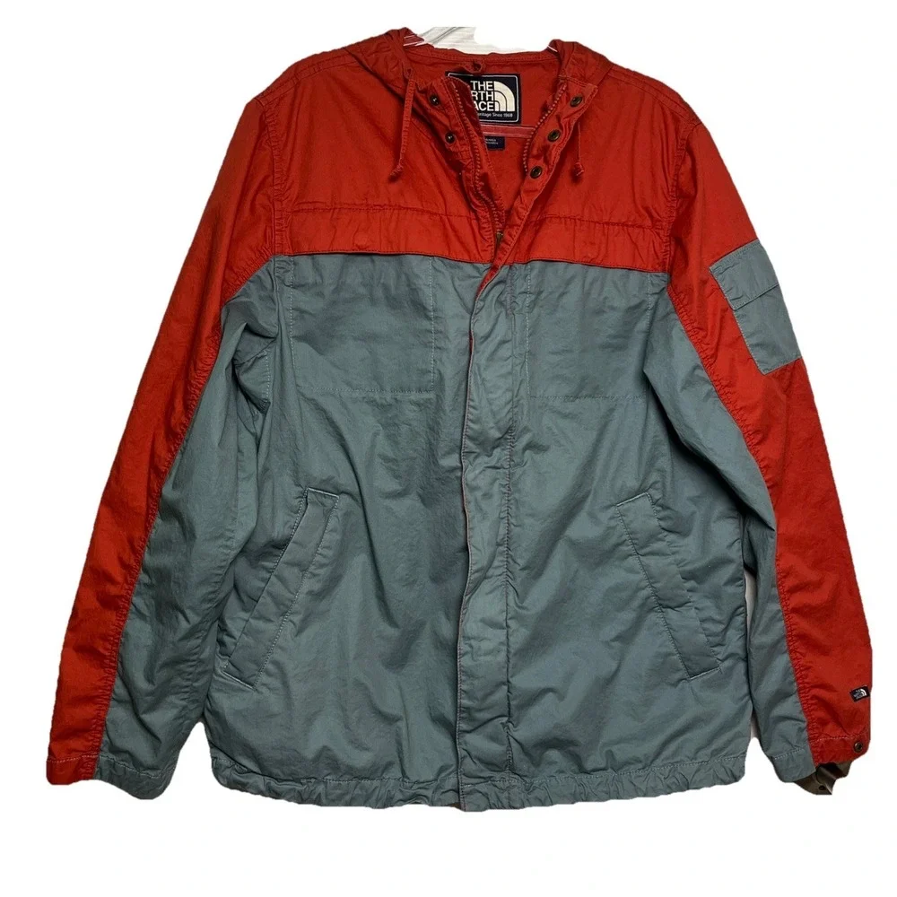 Vintage The North Face‎ Full Zip Jacket Mens Medium Windbreaker Orange/ Gray